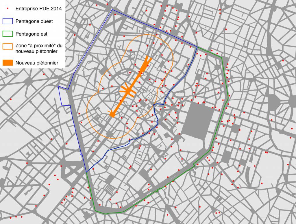 Caractéristiques et modes de déplacement dans la zone du nouveau piétonnier du centreville